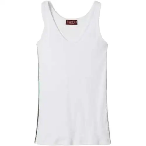 GUCCI Tank Tops Men's White Crew Neck Moderate Other