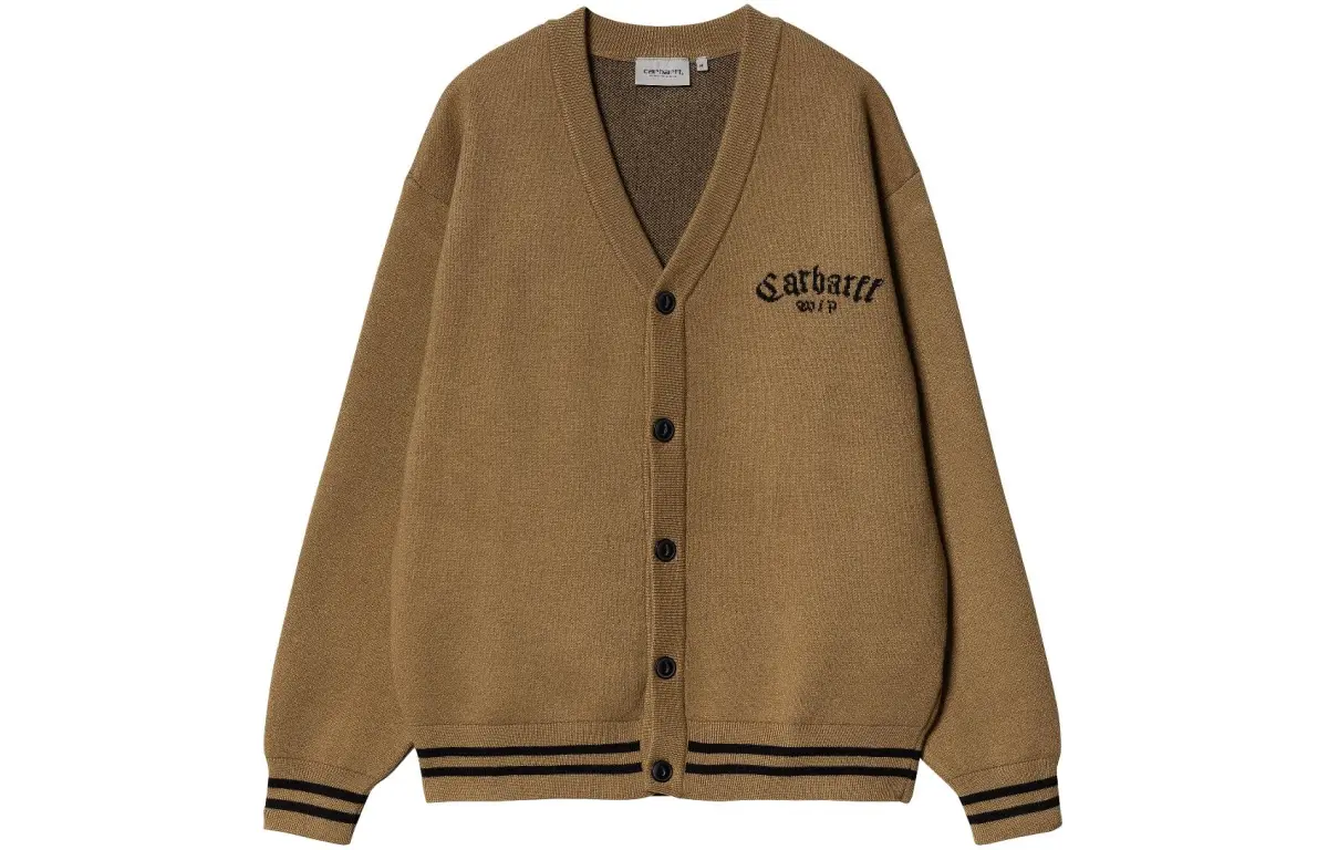 Carhartt WIP SS24 Onyx Cardigan Sweater Men's Brown