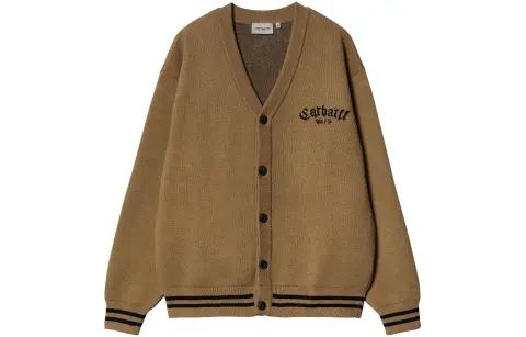 Carhartt WIP SS24 Onyx Cardigan Sweater Men's Brown
