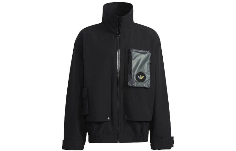 Adidas Originals Jackets Men's Black Stand Collar Moderate Workwear