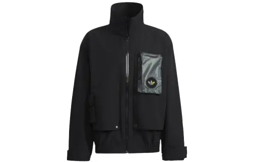 Adidas Originals Jackets Men's Black Stand Collar Moderate Workwear