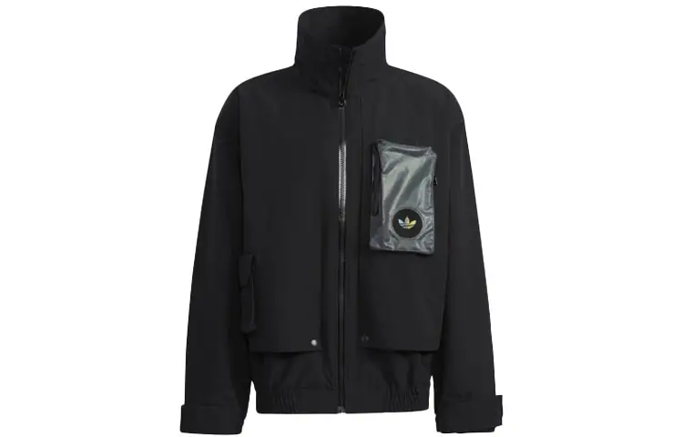 Adidas Originals Jackets Men's Black Stand Collar Moderate Workwear