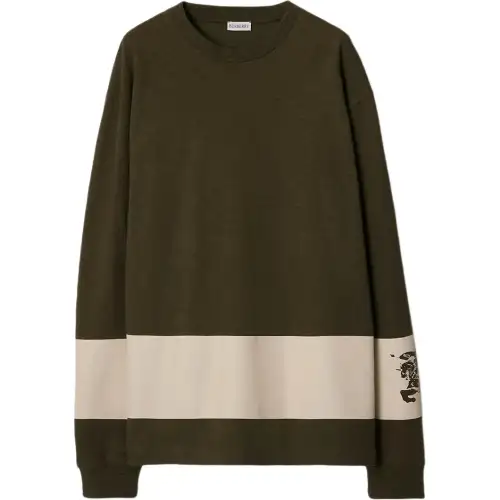 Burberry EKD-print stripe-detail cotton sweatshirt