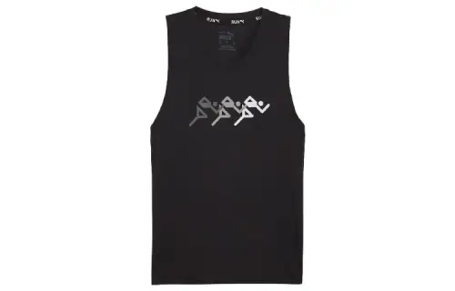 PUMA RUN FAVORITE Graphic Tank Tops Men's Black Crew Neck Moderate Other