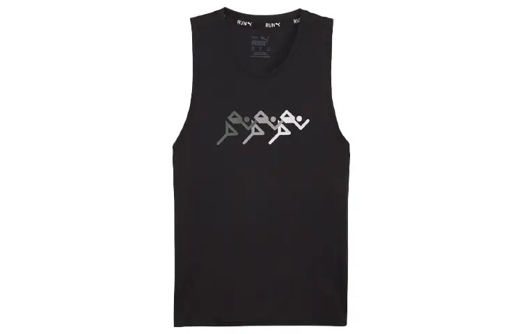 PUMA RUN FAVORITE Graphic Tank Tops Men's Black Crew Neck Moderate Other