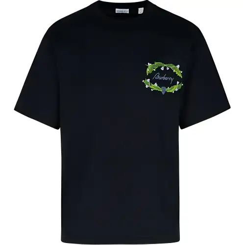 Burberry Logo Embroidered Crewneck T Shirt
