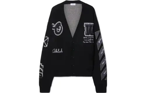 OFF-WHITE intarsia-knit wool-blend cardigan