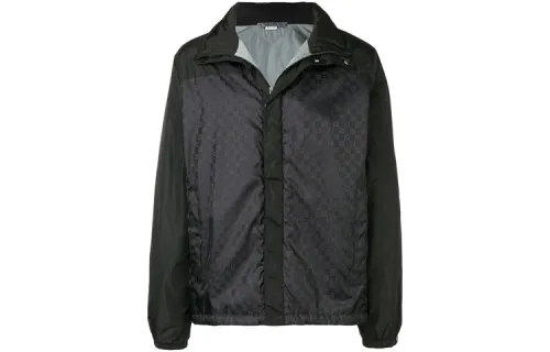 GUCCI Jackets Men's Black Stand Collar Moderate Other