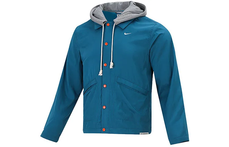 Nike Therma-FIT Standard Issue Fleece-Lined Thermal Embroidery Logo Sports Instructor Jacket Winter Men's Blue