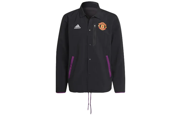 Adidas MUFC Jackets Men's Black Lapel Moderate Other