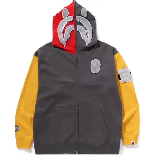 BAPE FW24 Malaysia City Limited Series COUNTRY PACK SHARK HOODIE Shark Full Zipper Hooded Sweatshirt Unisex Gray