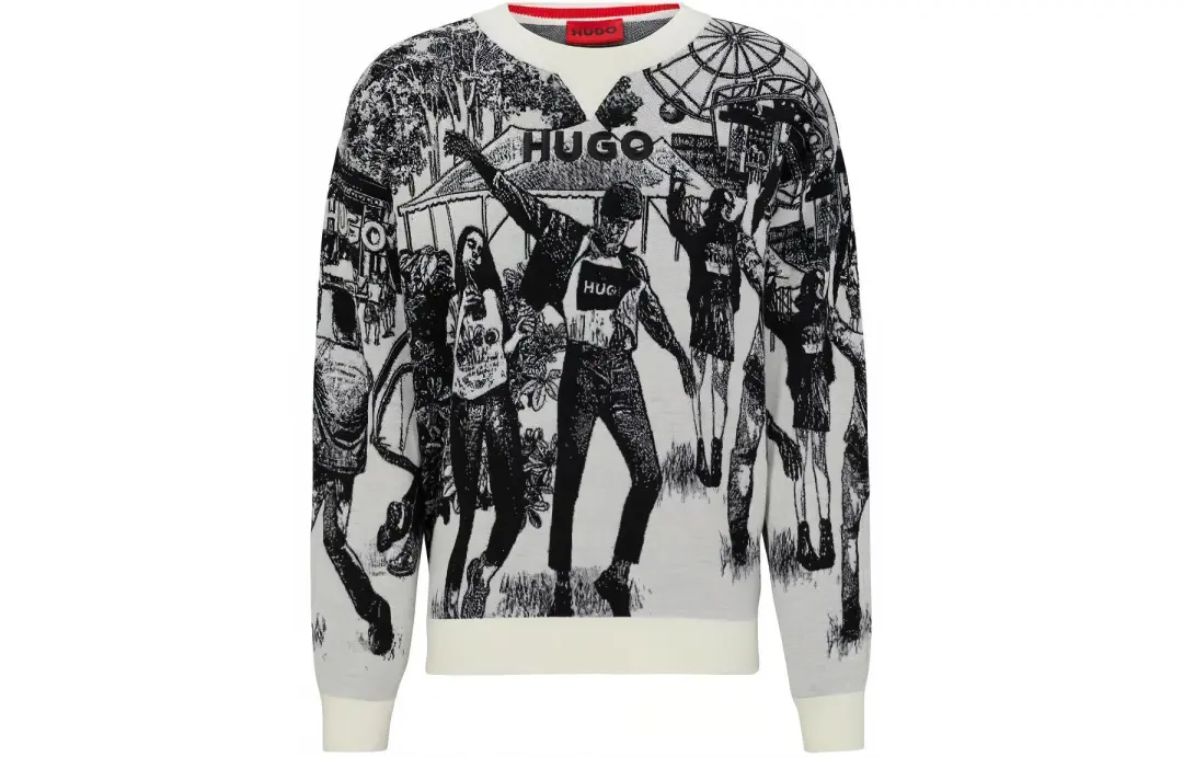 HUGO BOSS Sweaters Men's White Crew Neck Moderate Other