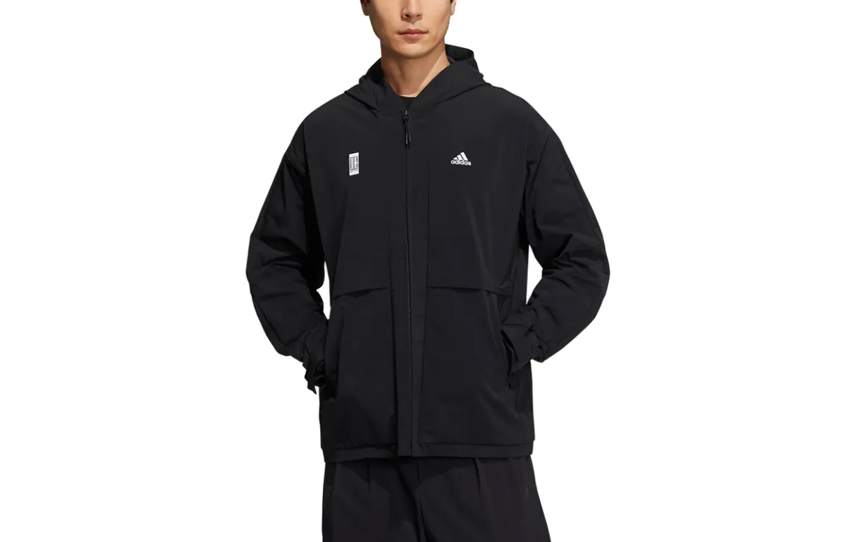 Adidas Jackets Men's Black Hooded (Non-detachable) Moderate Straight Fit