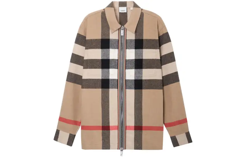 【Previous Season】check wool-cotton zip-front shirt