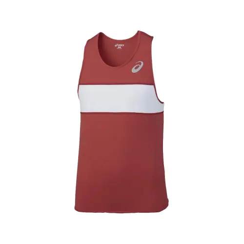 ASICS Tank Tops Men's Red Crew Neck Moderate Straight Fit