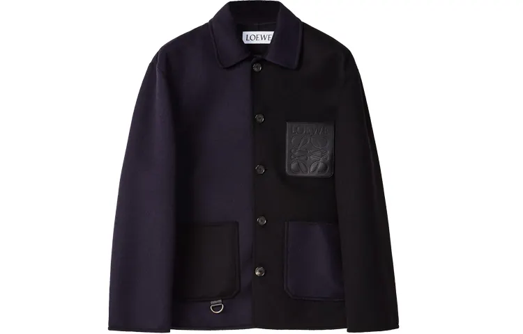 LOEWE Jackets Men's Navy Blue Lapel Moderate Other