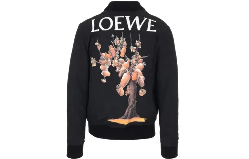 LOEWE Jackets Men's Black Baseball Collar Moderate Pilot