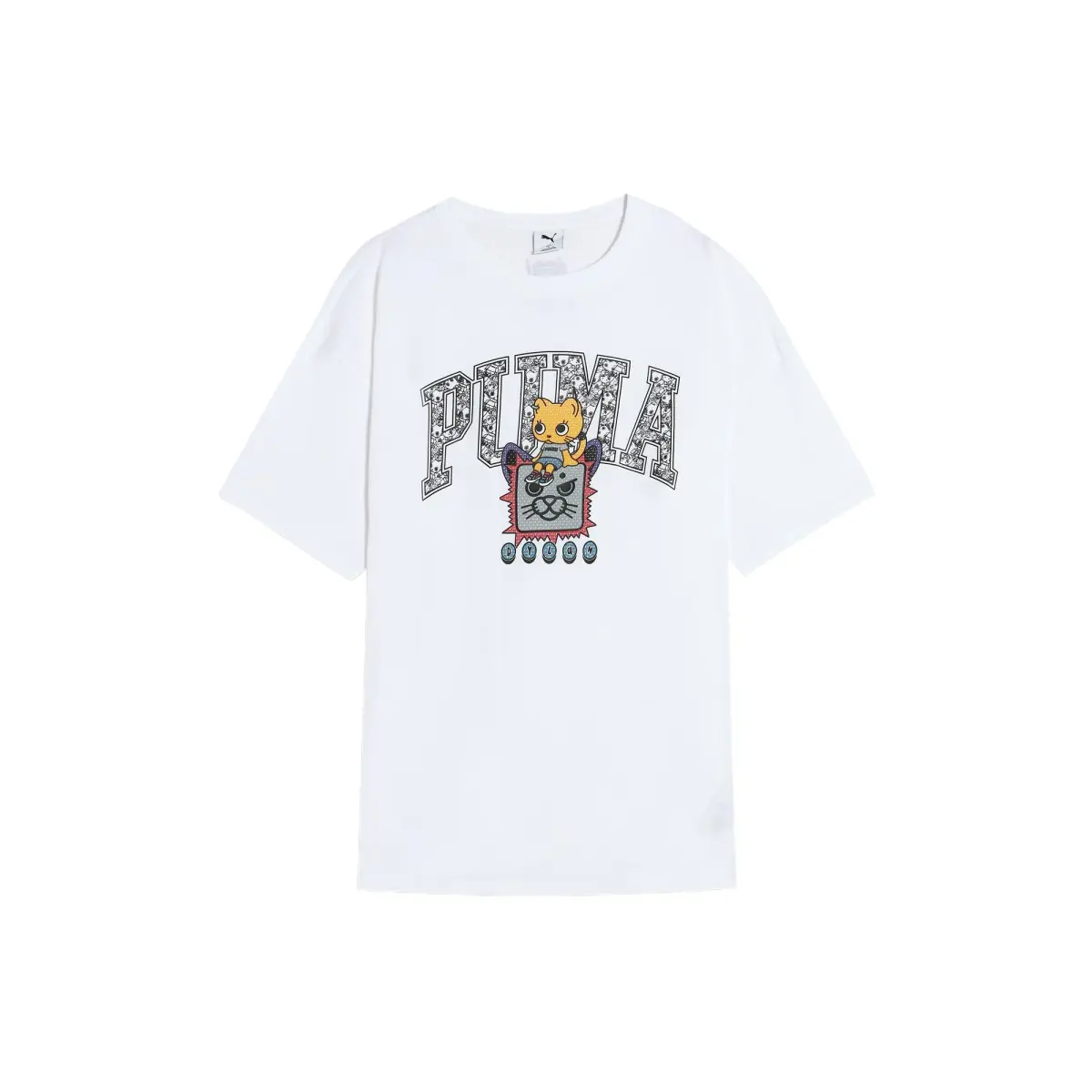 PUMA T-Shirts Unisex White Crew Neck Moderate Straight Fit