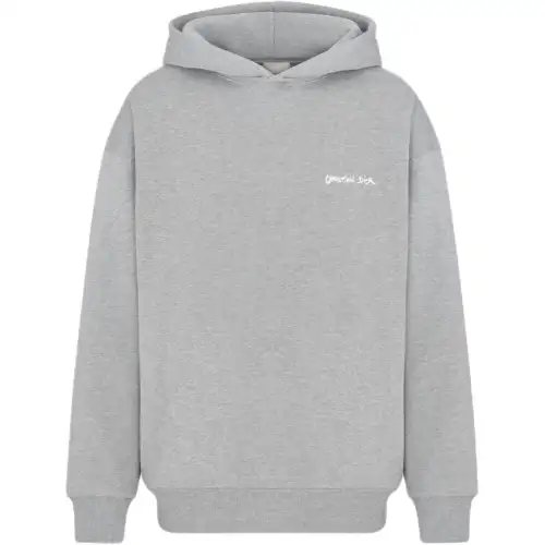 DIOR Tag Hooded Sweatshirt Oversized Fit Sweatshirt Men's Gray