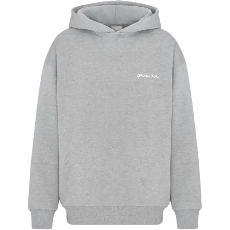 DIOR Tag Hooded Sweatshirt Oversized Fit Sweatshirt Men's Gray