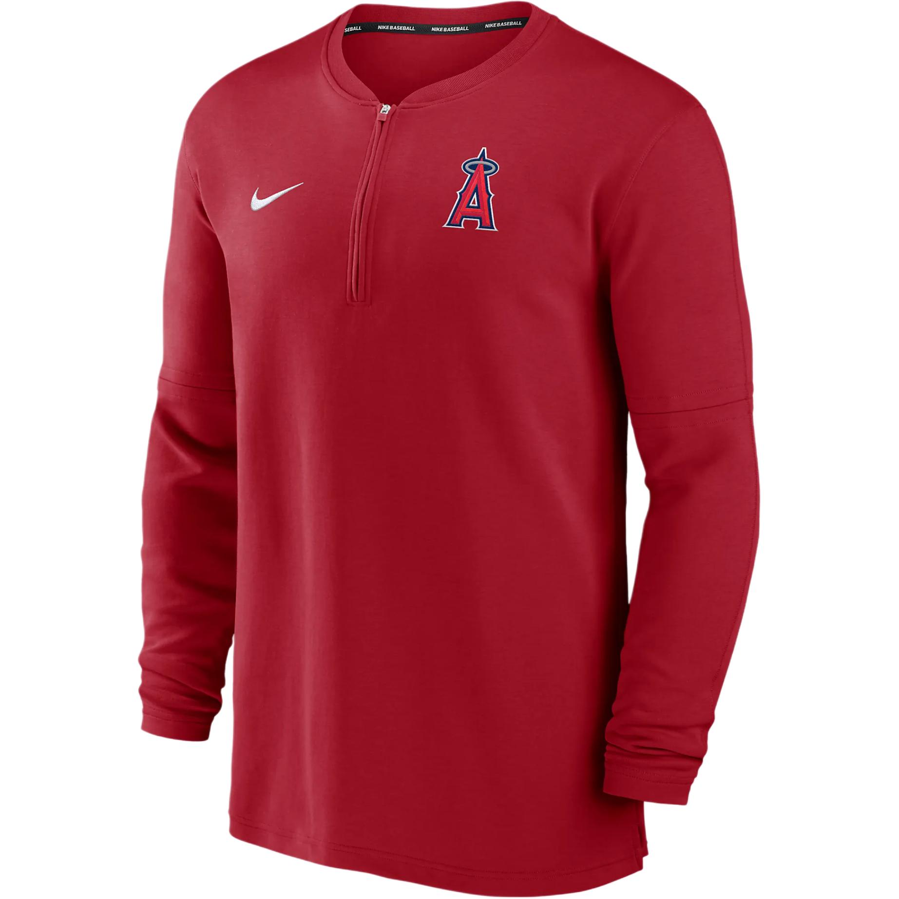 Nike X MLB joint model Los Angeles Angels stable sweat-absorbent and anti-UV pullover long-sleeved sweater, men's red
