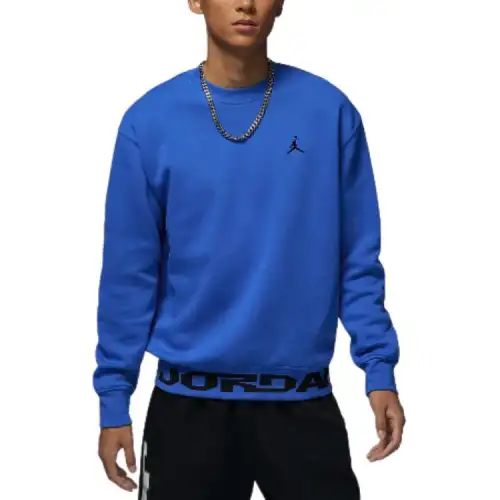 Jordan MVP Fleece Lined Crew Neck Fashion Pullover Sweatshirt Men's Blue
