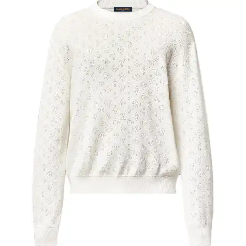 Lv 1AGJHK Monogram Pointelle Cotton Pullover