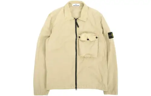 STONE ISLAND Jackets Men's Beige Yellow Lapel Moderate Other