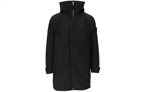STONE ISLAND Jackets Men's Black Hooded Moderate Other