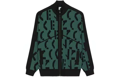 KENZO Jackets Men's Green Stand Collar Moderate Other