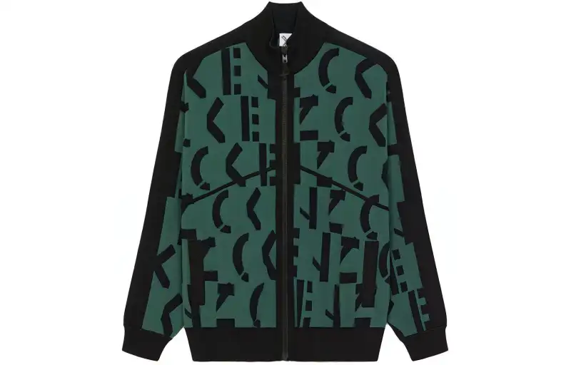 KENZO Jackets Men's Green Stand Collar Moderate Other
