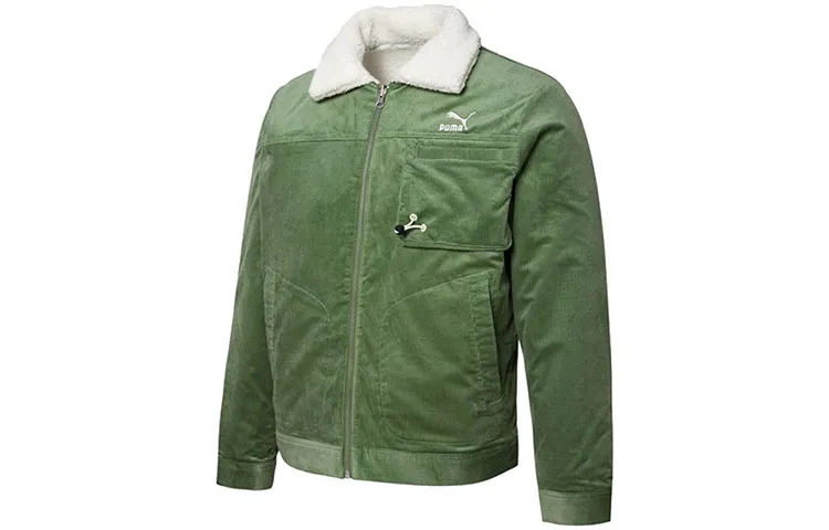 PUMA Jackets Men's Green Lapel Moderate Other