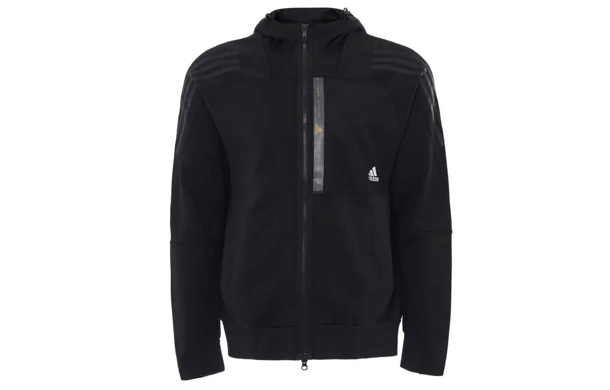Adidas Jackets Men's Black Hooded (Non-detachable) Moderate Straight Fit