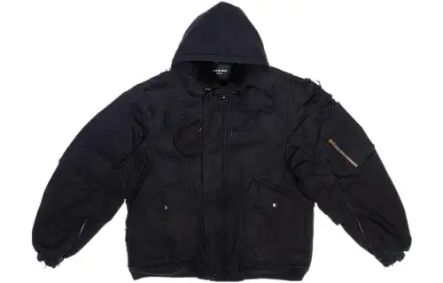 Balenciaga Jackets Men's Black Hooded Moderate Pilot