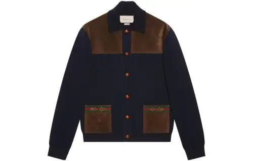 GUCCI Jackets Men's Blue Lapel Moderate Other