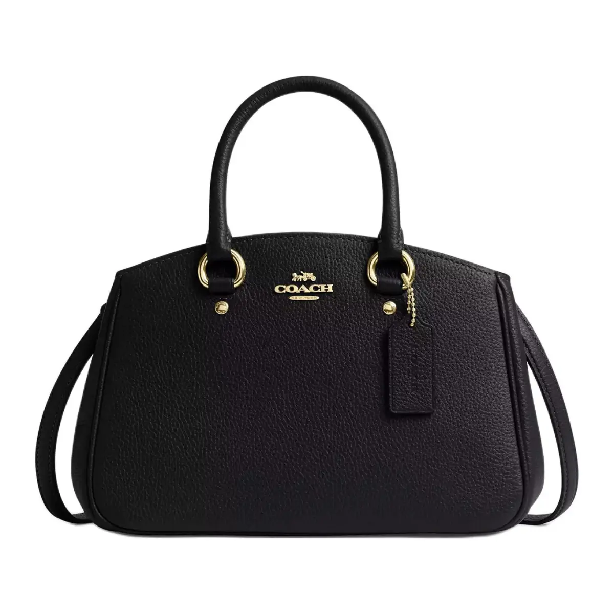 COACH Litchi Grain Leather One Shoulder Handbag Large Women's Black