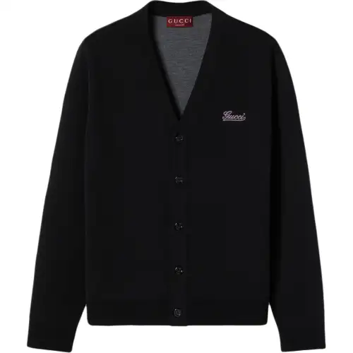 GUCCI Logo Embroidered Knit Cardigan