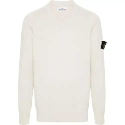 STONE ISLAND Compass Badge Long Sleeved V Neck Jumper