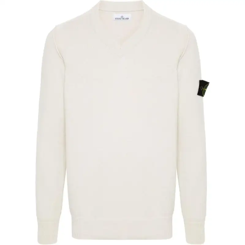 STONE ISLAND Compass Badge Long Sleeved V Neck Jumper