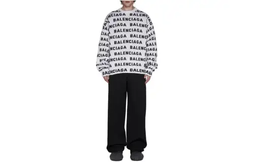 Balenciaga Allover Logo Intarsia Knitted Jumper