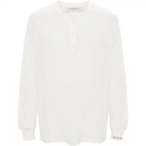 Golden Goose Logo Embroidered Button-Detailed T-Shirt