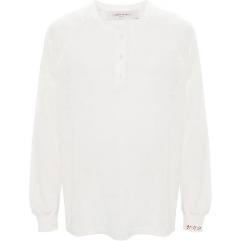 Golden Goose Logo Embroidered Button-Detailed T-Shirt