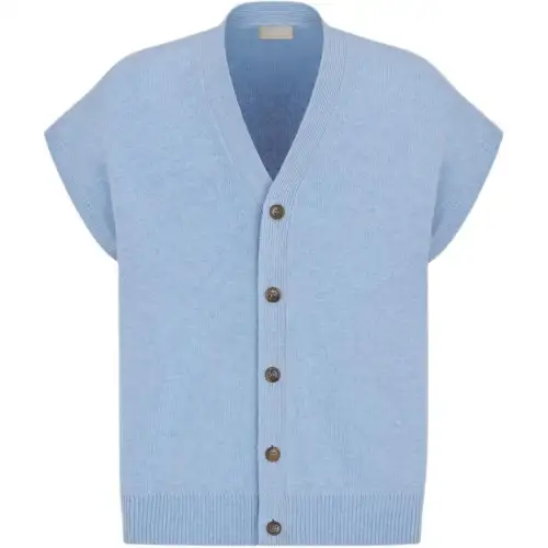 DIOR Knitwear Men's Blue V Neck Moderate Other