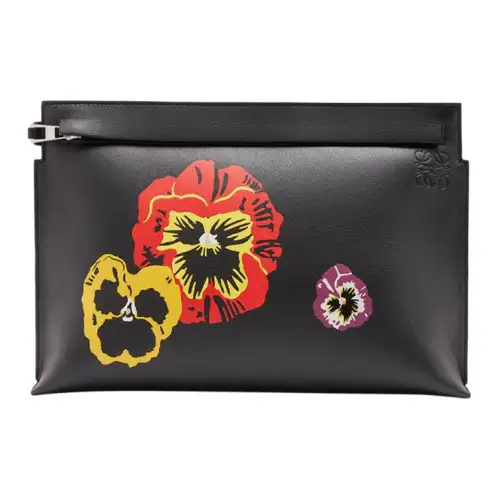 LOEWE Classic Calfskin Portable One Shoulder Crossbody Clutch Women's Black