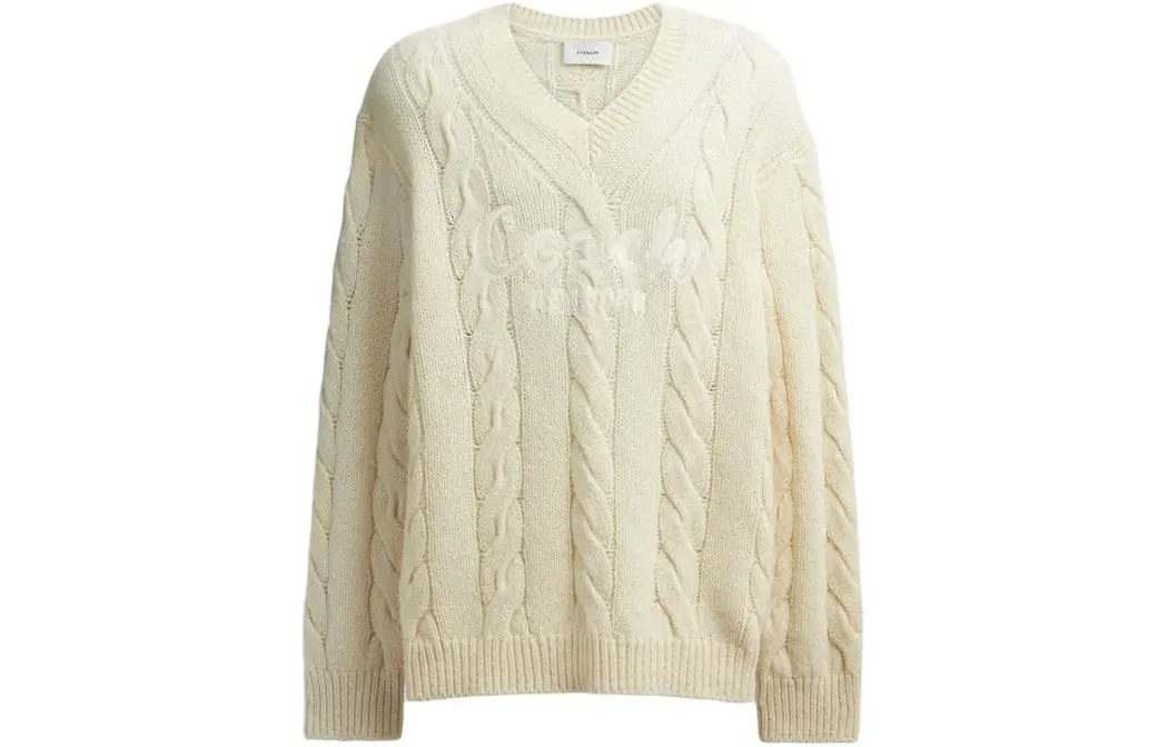 COACH Sweaters Unisex Ivory V-neck Moderate