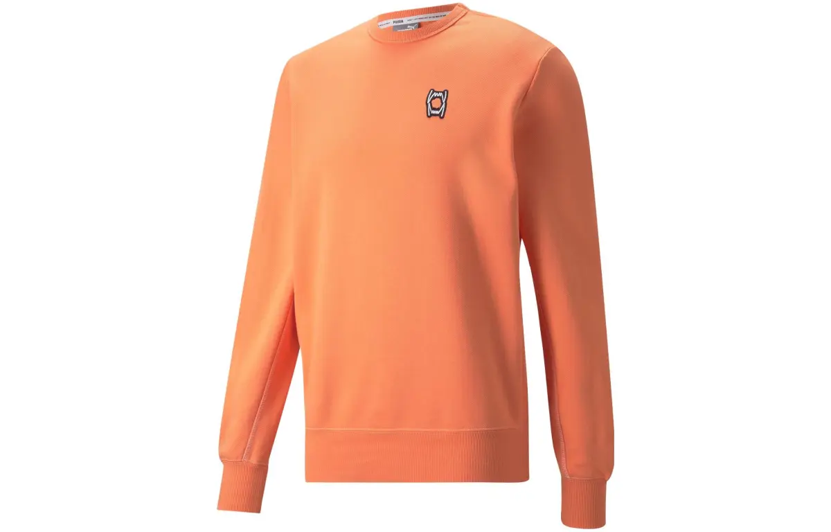 PUMA Sweatshirts Men's Bright Orange Crew Neck Moderate Regular