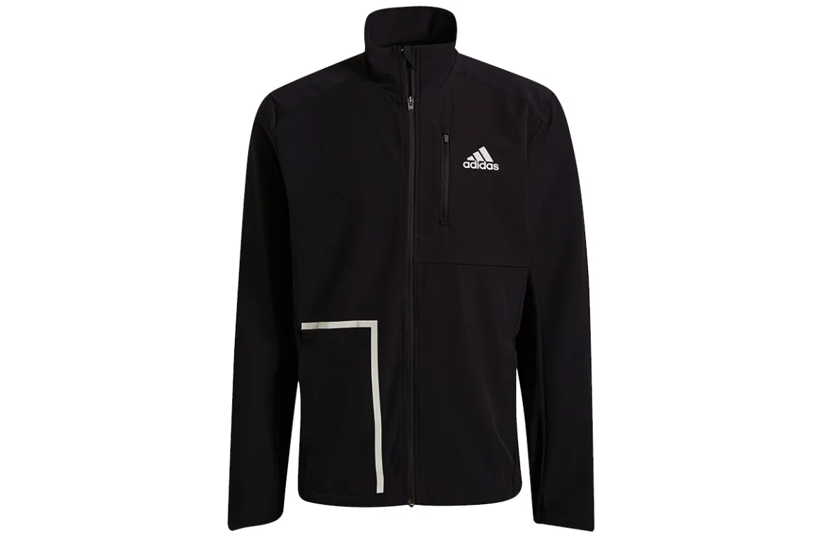 Adidas Jackets Men's Black Stand Collar Moderate Straight Fit