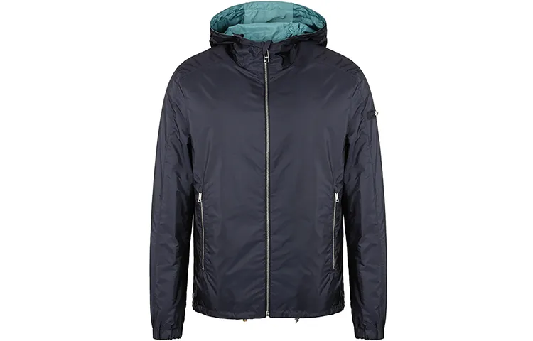 PRADA Jackets Men's Navy Blue Hooded Moderate Other