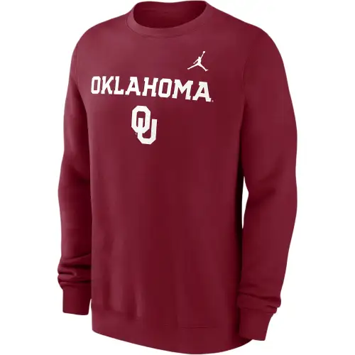 Jordan Oklahoma Sooners Primetime Primary Stack Men's Jordan College Pullover Crew