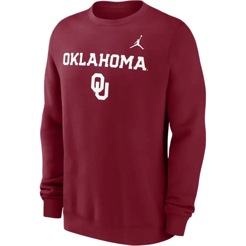Jordan Oklahoma Sooners Primetime Primary Stack Men's Jordan College Pullover Crew
